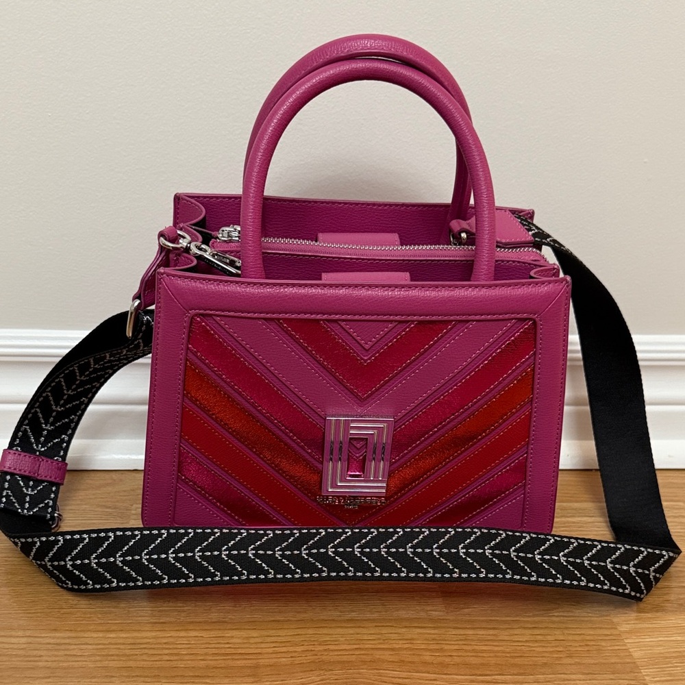 Karl Lagerfeld Fuchsia and Crimson Satchel